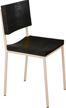 Load image into Gallery viewer, Off White metal chair with black stain ash wood made in UK - angle view round frame