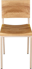 Load image into Gallery viewer, Off White metal chair with natural stain ash wood made in UK - front view round frame