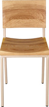 Load image into Gallery viewer, Off White metal chair with natural stain ash wood made in UK - front view round frame