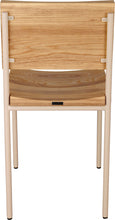 Load image into Gallery viewer, Off White metal chair with natural stain ash wood made in UK - back view round frame