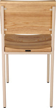Load image into Gallery viewer, Off White metal chair with natural stain ash wood made in UK - back view round frame