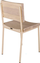 Load image into Gallery viewer, Off White metal chair with whitewash stain ash wood made in UK - back side view round frame