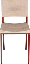 Load image into Gallery viewer, Crimson red metal chair with whitewash stain ash wood made in UK - front view round frame