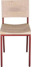 Load image into Gallery viewer, Crimson red metal chair with whitewash stain ash wood made in UK - front view round frame