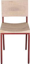 Load image into Gallery viewer, Crimson red metal chair with whitewash stain ash wood made in UK - front view round frame