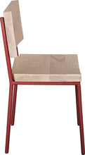 Load image into Gallery viewer, Crimson red metal chair with whitewash stain ash wood made in UK - side view round frame