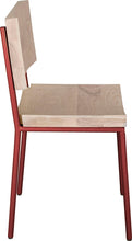 Load image into Gallery viewer, Crimson red metal chair with whitewash stain ash wood made in UK - side view round frame