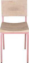 Load image into Gallery viewer, Pink metal chair with whitewash stain ash wood made in UK - front view round frame