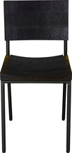 Load image into Gallery viewer, Gloss black metal chair with black stain ash wood made in UK - front view round frame