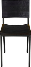 Load image into Gallery viewer, Gloss black metal chair with black stain ash wood made in UK - front view round frame