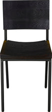 Load image into Gallery viewer, Gloss black metal chair with black stain ash wood made in UK - front view round frame
