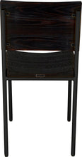 Load image into Gallery viewer, Gloss black metal chair with black stain ash wood made in UK - back view round frame