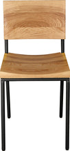 Load image into Gallery viewer, Gloss black metal chair with natural stain ash wood made in UK - front view round frame