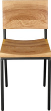 Load image into Gallery viewer, Gloss black metal chair with natural stain ash wood made in UK - front view round frame