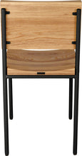 Load image into Gallery viewer, Gloss black metal chair with natural stain ash wood made in UK - back view round frame