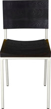 Load image into Gallery viewer, Gloss white metal chair with black stain ash wood made in UK - front view round frame