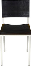 Load image into Gallery viewer, Gloss white metal chair with black stain ash wood made in UK - front view round frame