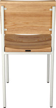 Load image into Gallery viewer, Gloss white metal chair with natural stain ash wood made in UK - back view round frame