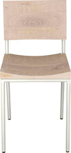 Load image into Gallery viewer, Gloss white metal chair with whitewash stain ash wood made in UK - front view round frame