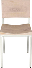 Load image into Gallery viewer, Gloss white metal chair with whitewash stain ash wood made in UK - front view round frame