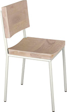 Load image into Gallery viewer, Gloss white metal chair with whitewash stain ash wood made in UK - angle view round frame