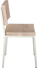 Load image into Gallery viewer, Gloss white metal chair with whitewash stain ash wood made in UK - side view round frame