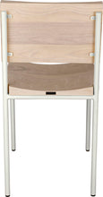 Load image into Gallery viewer, Gloss white metal chair with whitewash stain ash wood made in UK - back view round frame
