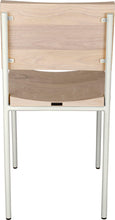 Load image into Gallery viewer, Gloss white metal chair with whitewash stain ash wood made in UK - back view round frame