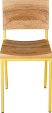 Load image into Gallery viewer, Yellow metal chair with natural stain ash wood made in UK - front view round frame