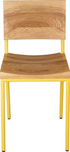 Load image into Gallery viewer, Yellow metal chair with natural stain ash wood made in UK - front view round frame
