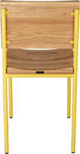 Load image into Gallery viewer, Yellow metal chair with natural stain ash wood made in UK - back view round frame