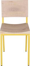 Load image into Gallery viewer, Yellow metal chair with whitewash stain ash wood made in UK - front view round frame