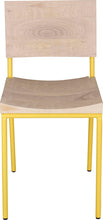 Load image into Gallery viewer, Yellow metal chair with whitewash stain ash wood made in UK - front view round frame