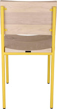 Load image into Gallery viewer, Yellow metal chair with whitewash stain ash wood made in UK - back view round frame