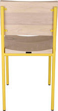 Load image into Gallery viewer, Yellow metal chair with whitewash stain ash wood made in UK - back view round frame