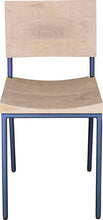 Load image into Gallery viewer, Blue chair metal with whitewash stain ash wood made in UK - front view round frame