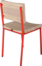 Load image into Gallery viewer, Red metal with whitewash stain ash wood made in UK - back side view round frame