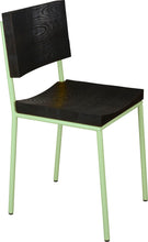 Load image into Gallery viewer, Mint green with black stain ash wood made in UK - angle view round frame