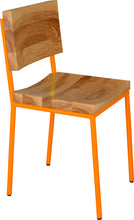 Load image into Gallery viewer, Orange with natural stain ash wood made in UK - angle view round frame