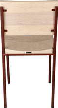 Load image into Gallery viewer, Copper metal chair with whitewash stain ash wood made in UK - back view square frame
