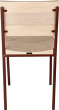 Load image into Gallery viewer, Copper metal chair with whitewash stain ash wood made in UK - back view square frame