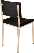 Load image into Gallery viewer, Off white metal chair with black stain ash wood made in UK - back side view square frame
