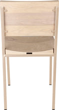 Load image into Gallery viewer, Off white metal chair with whitewash stain ash wood made in UK - back view square frame