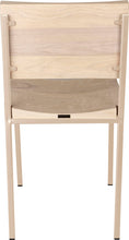 Load image into Gallery viewer, Off white metal chair with whitewash stain ash wood made in UK - back view square frame