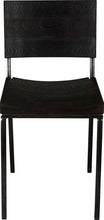 Load image into Gallery viewer, Gloss black metal chair with black stain ash wood made in UK - front view square frame