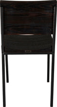 Load image into Gallery viewer, Gloss black metal chair with black stain ash wood made in UK - back view square frame