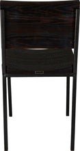 Load image into Gallery viewer, Gloss black metal chair with black stain ash wood made in UK - back view square frame