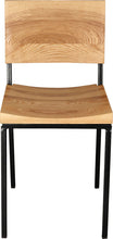 Load image into Gallery viewer, Gloss black metal chair with natural stain ash wood made in UK - front view square frame