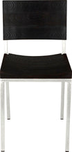 Load image into Gallery viewer, Gloss white metal chair with black stain ash wood made in UK - front view square frame