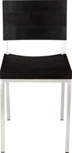 Load image into Gallery viewer, Gloss white metal chair with black stain ash wood made in UK - front view square frame